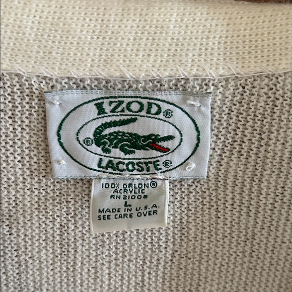 Lacoste Men's Off-White Cardigan Sweater - Picture 3 of 3
